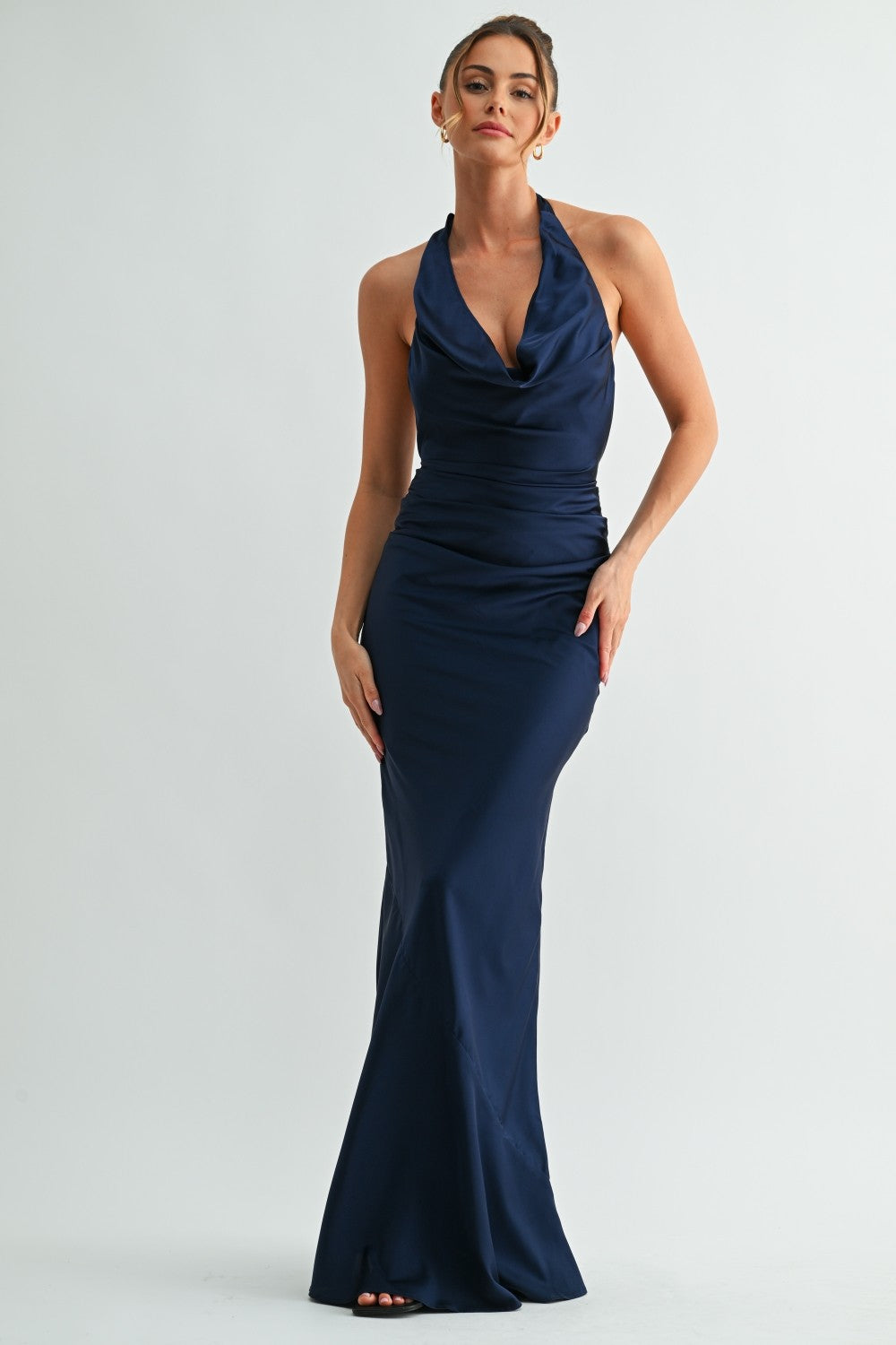 satin maxi dress navy Amélie / M Color:French Pink LIVE 05/13/24 MV Maxi length Sizing White Lace Overlay Champagne