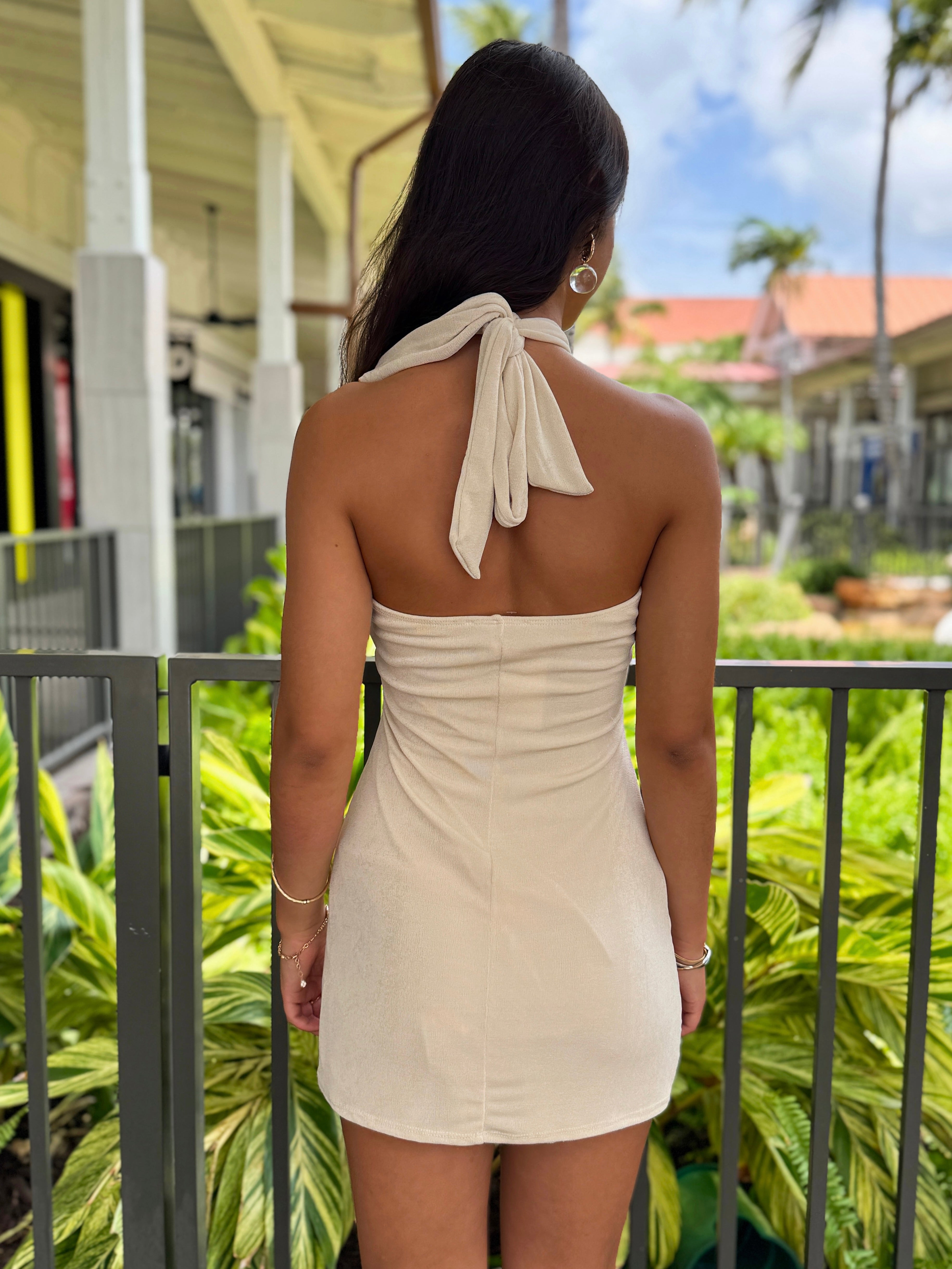 Azure Sky Halter Mini Dress