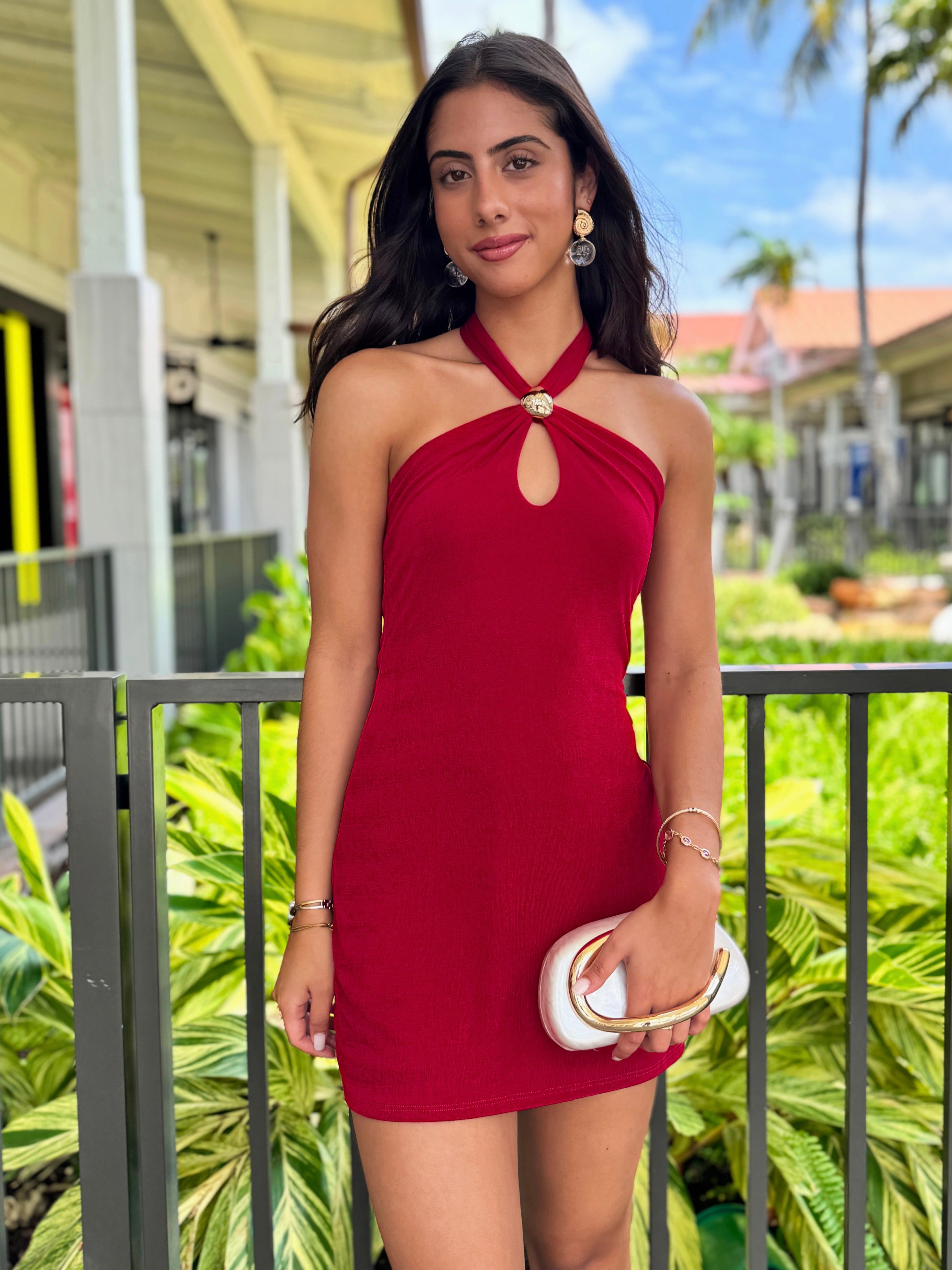 Azure Sky Halter Mini Dress