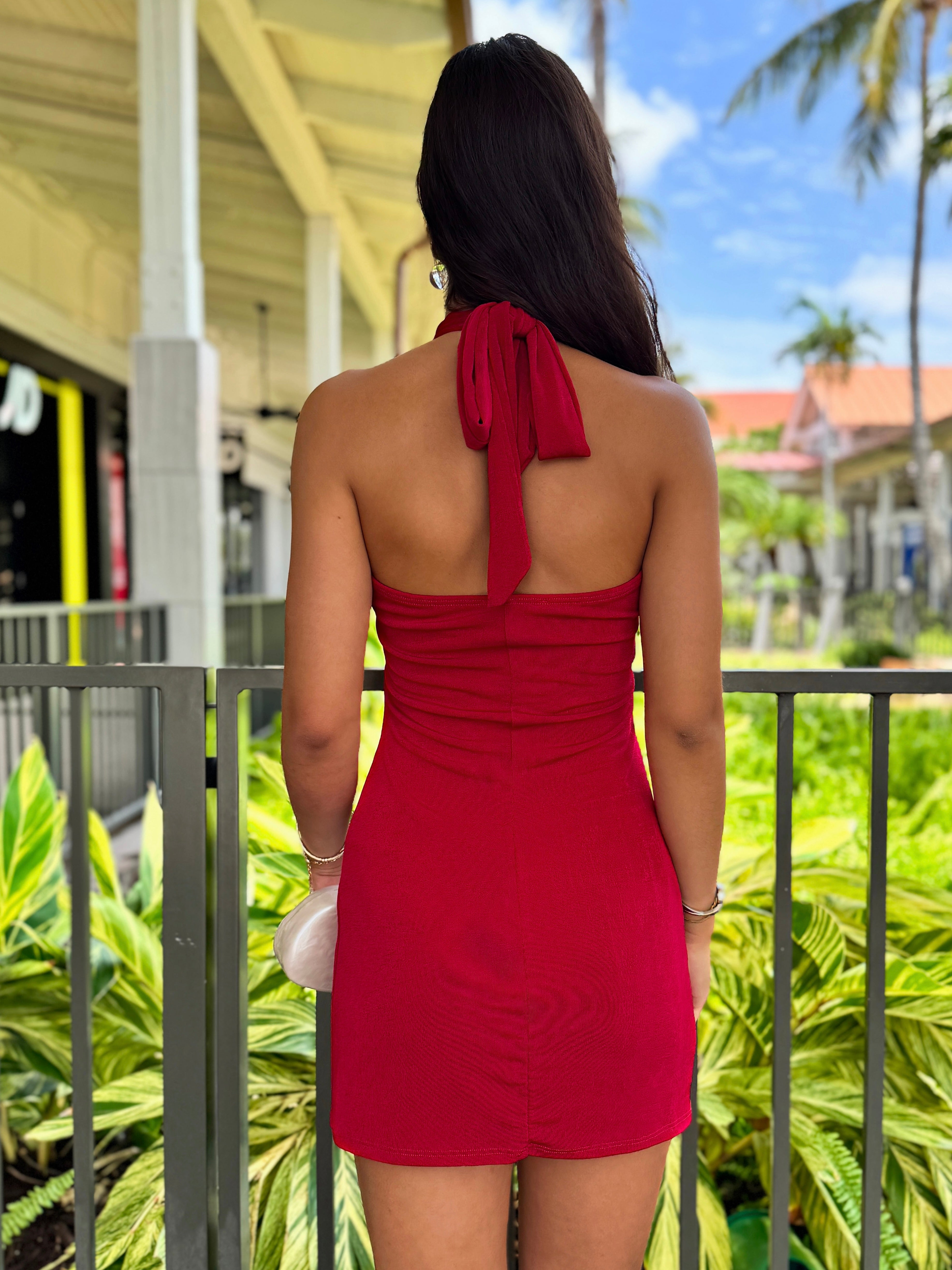 Azure Sky Halter Mini Dress