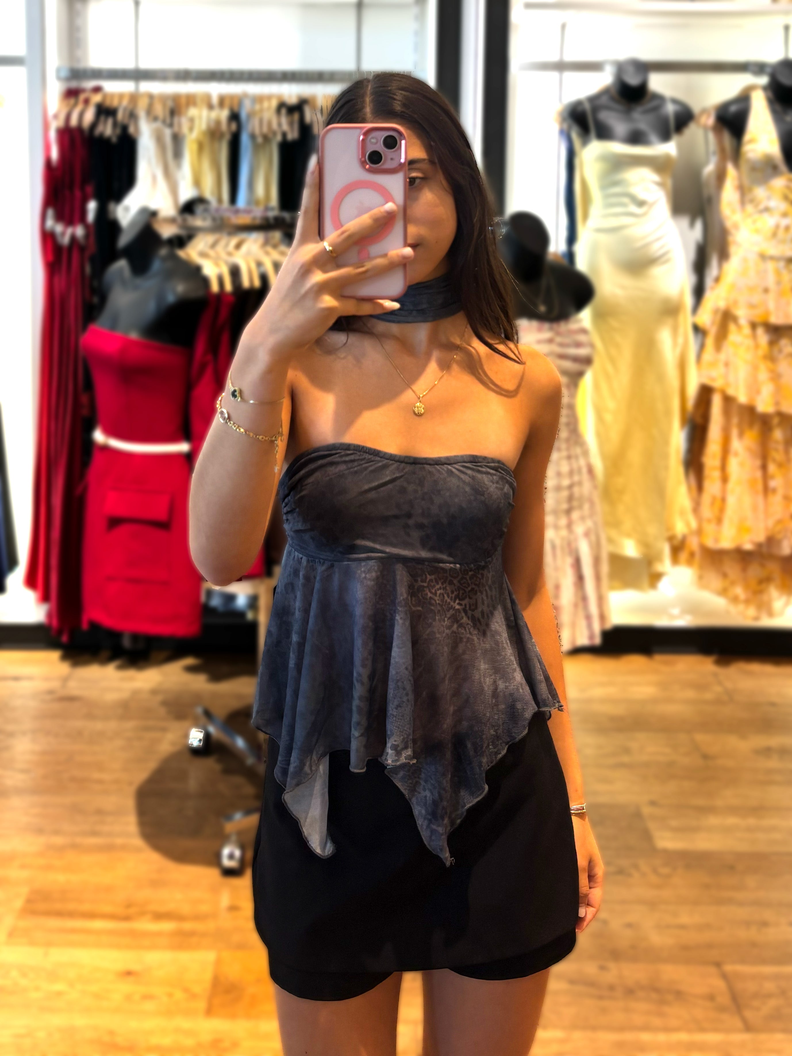 Y2K Strapless Leopard Top