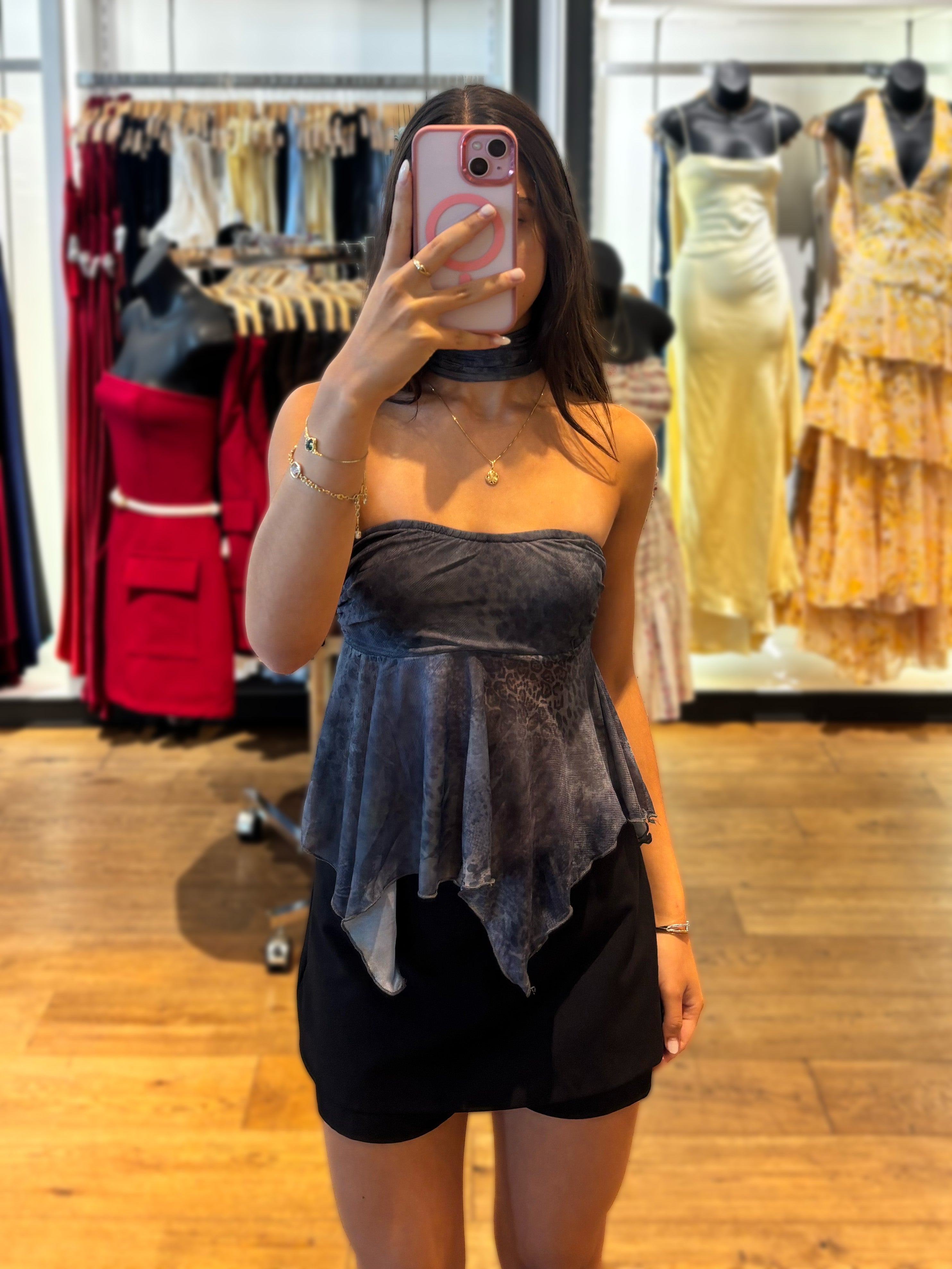Y2K Strapless Leopard Top