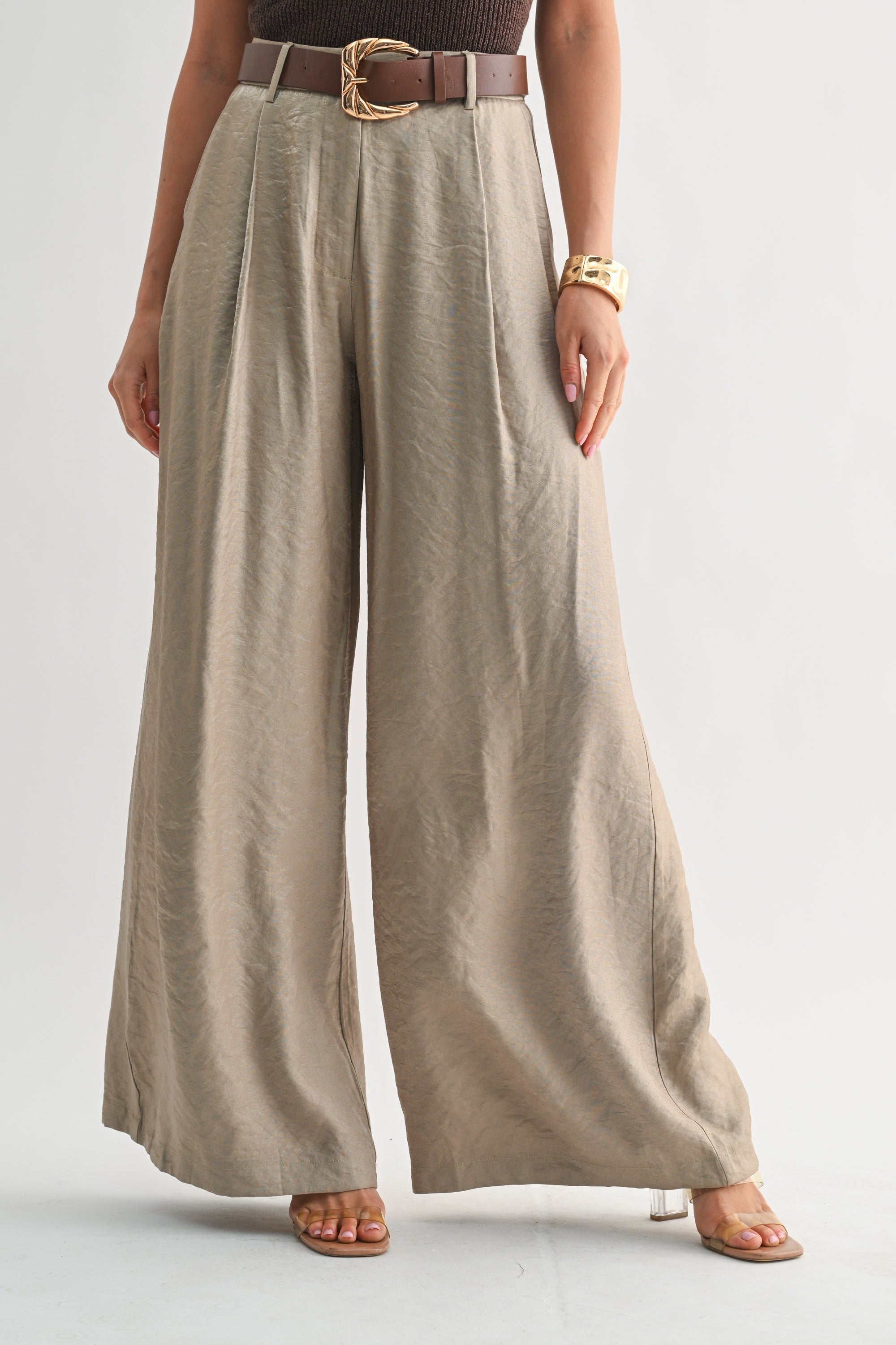 Heather Satin Wide Leg Pants