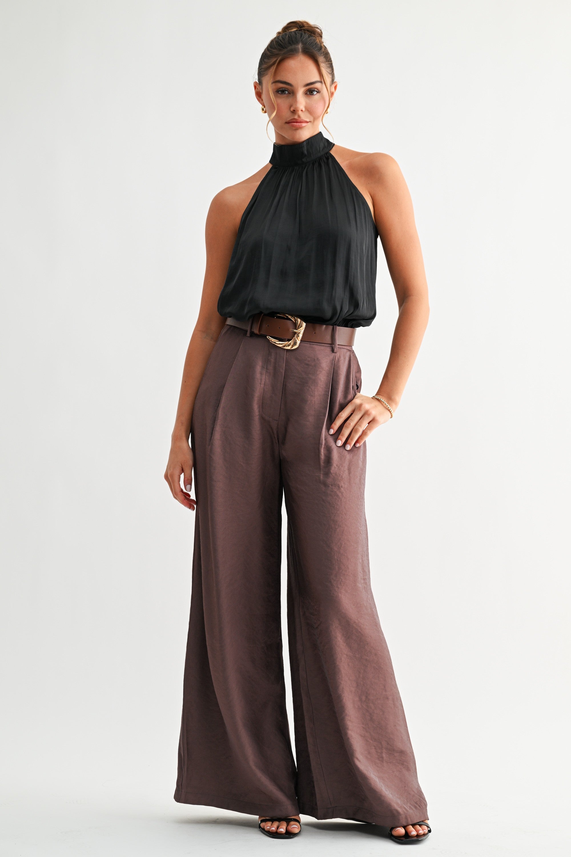 Heather Satin Wide Leg Pants
