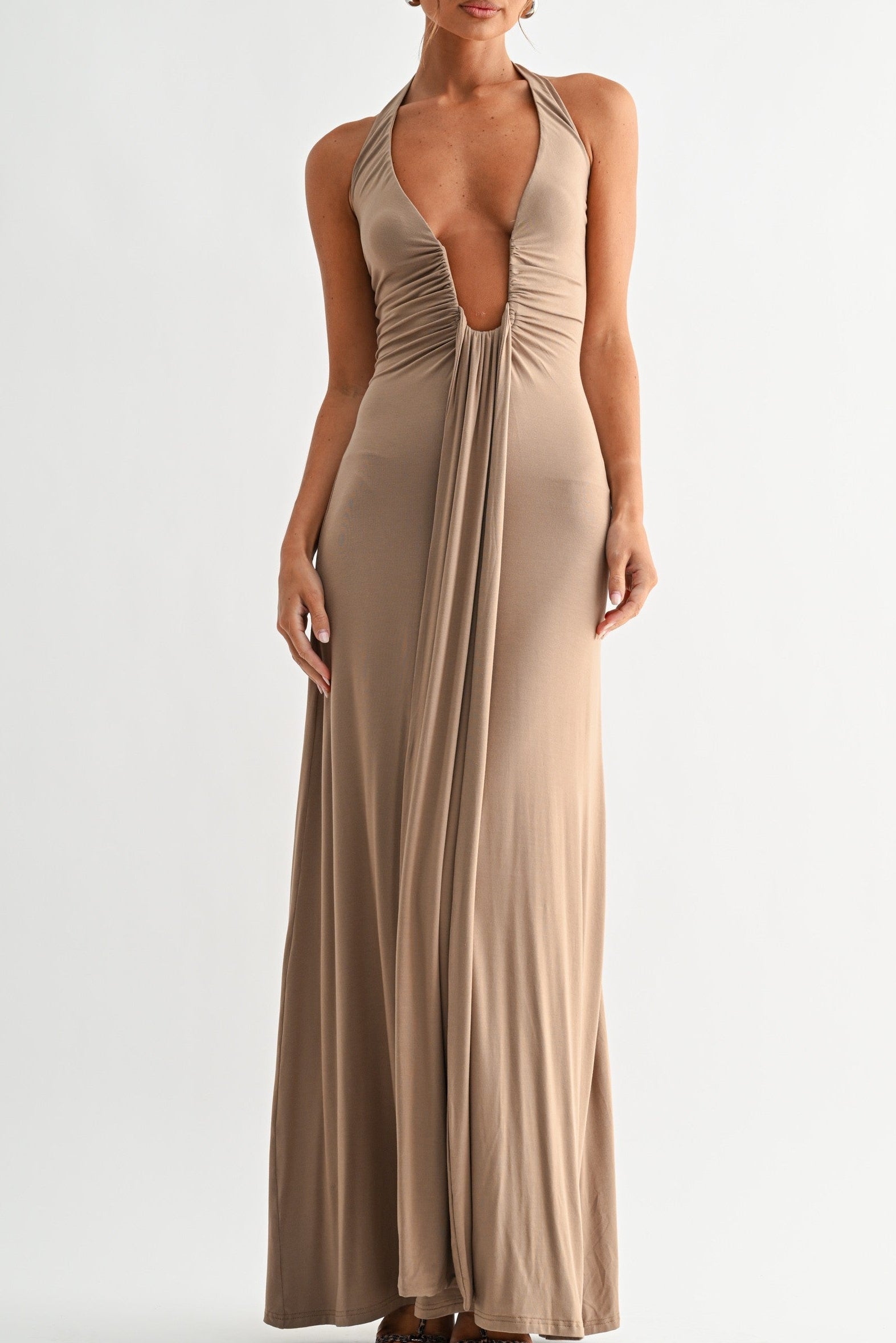 Deep Plunge Halter Maxi | Shusha Boutique Deep Plunge Halter Maxi | Shusha Boutique
