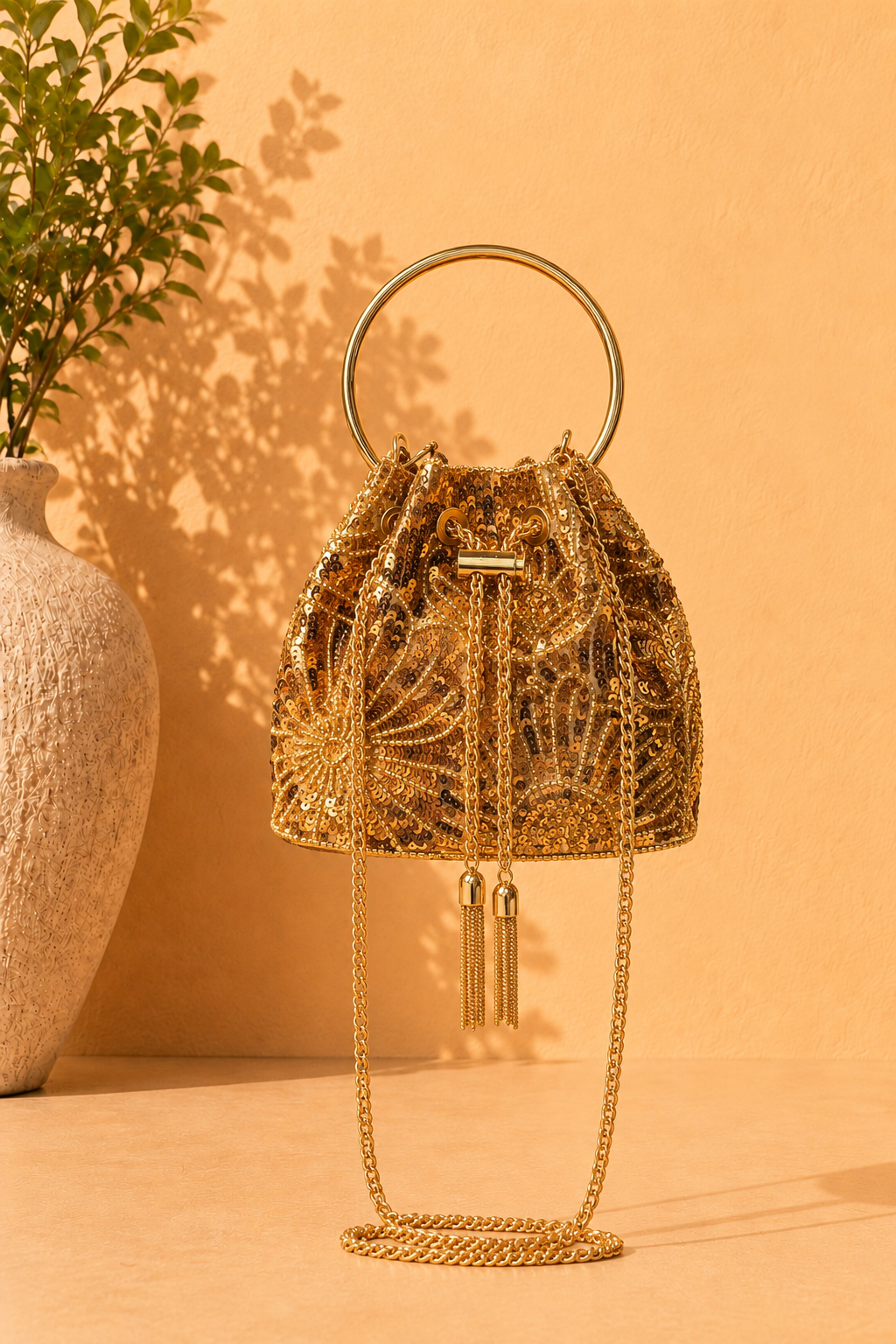 Sequin Bucket Bag