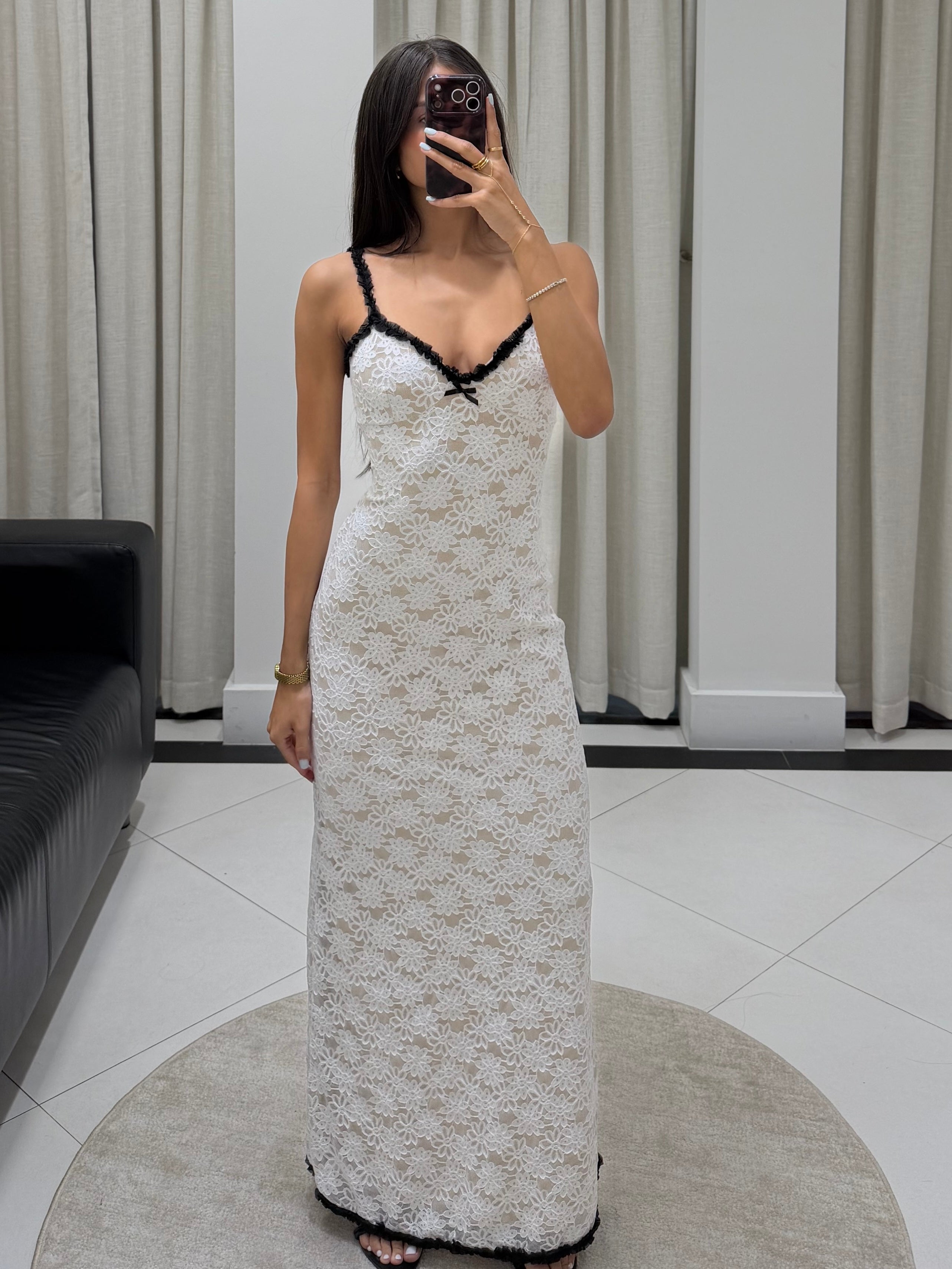 Margot Lace Dress White/Black / M Margot Lace Dress White/Black / M