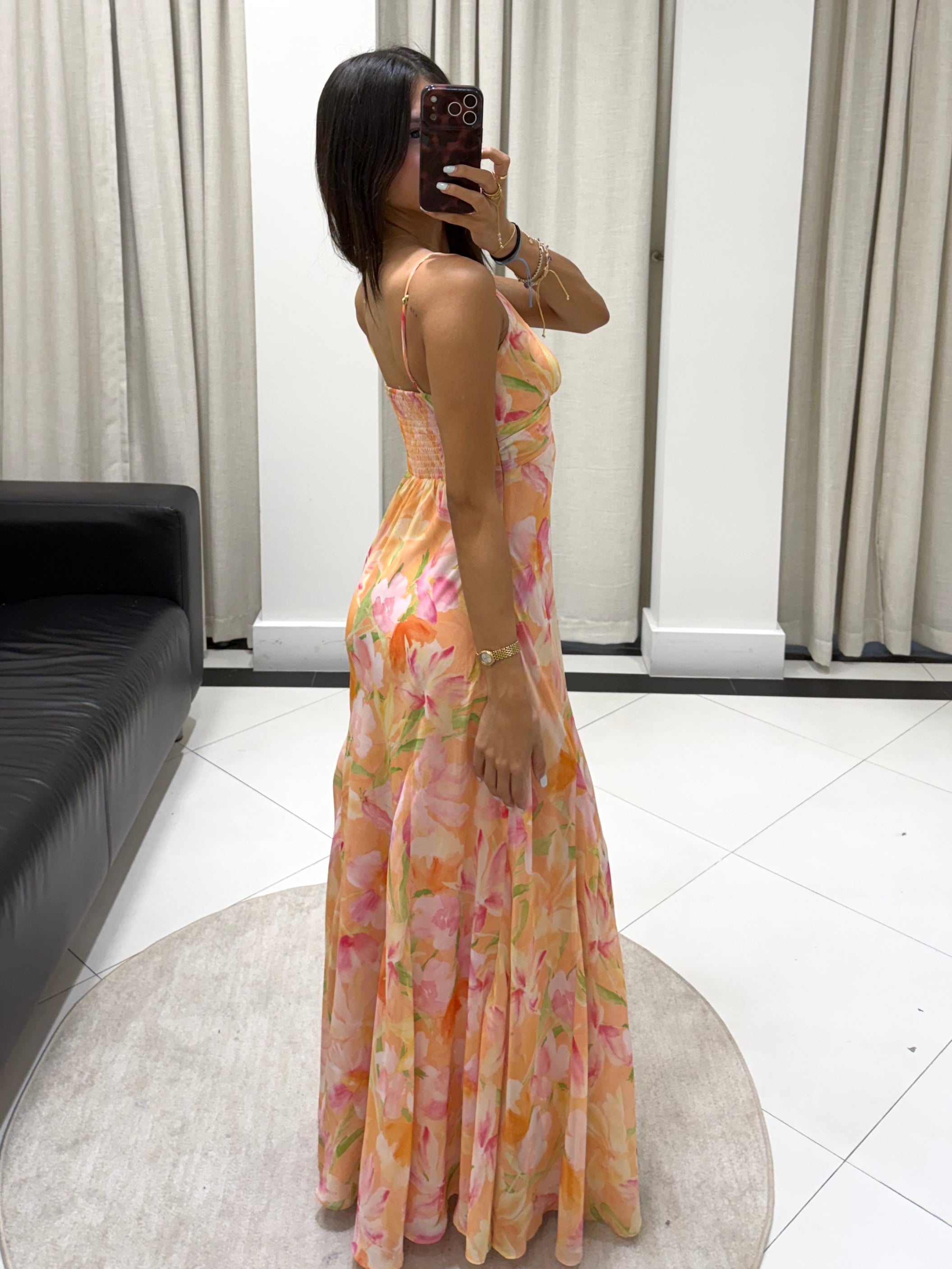 Colette Maxi Dress Orange Floral / S