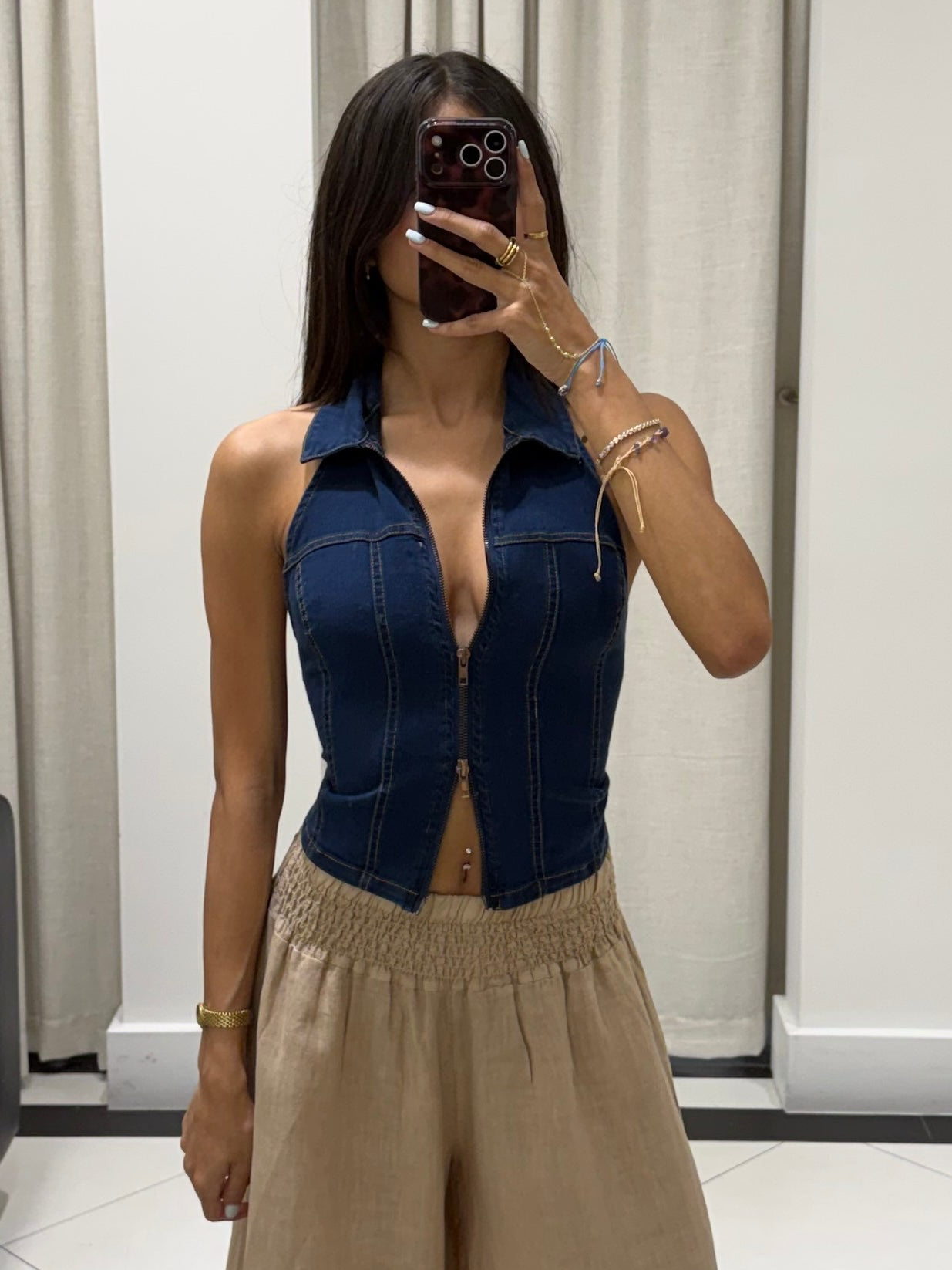 Dorothy Denim Halter Vest
