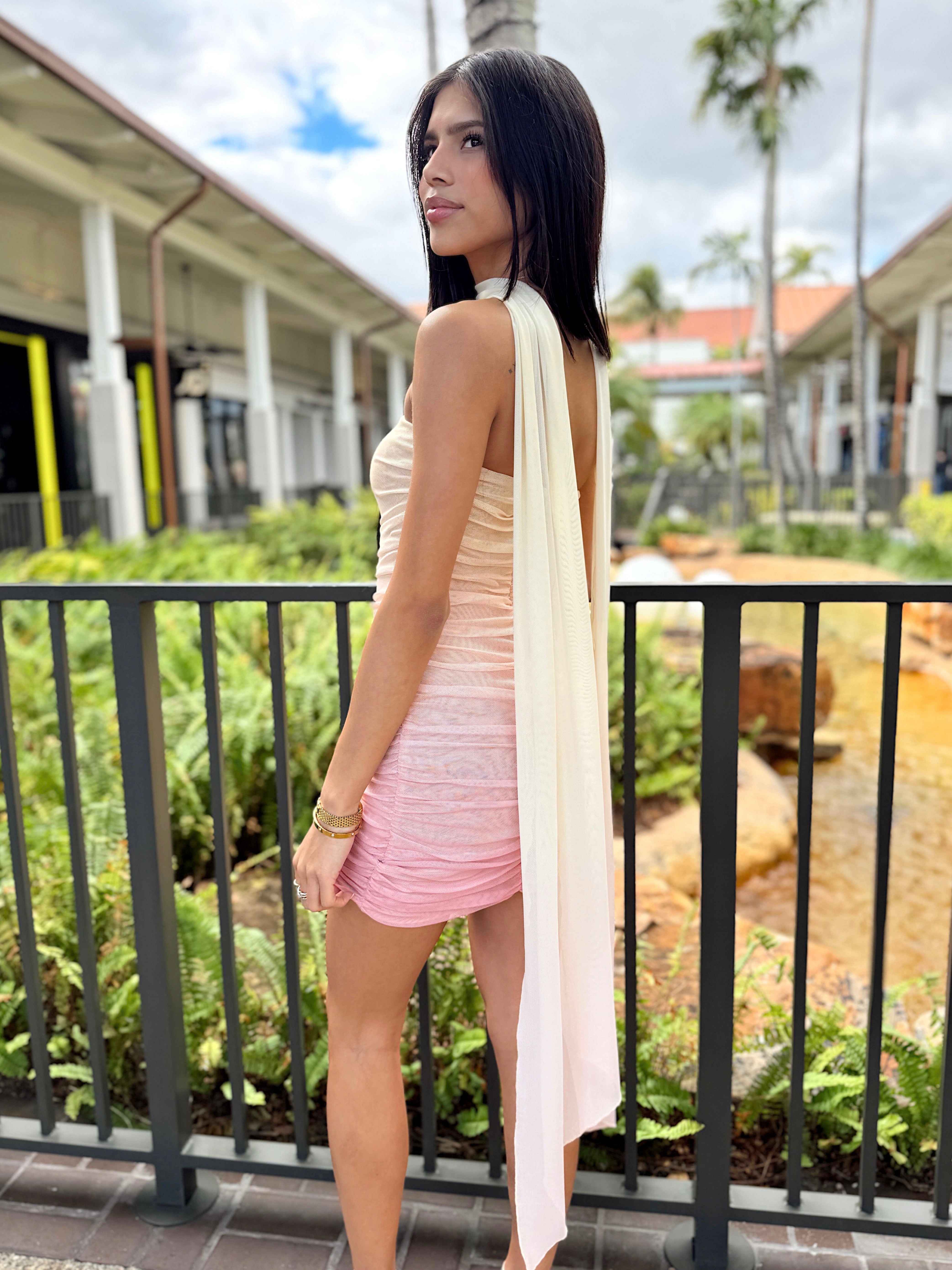 Tequila Sunrise Dress Yellow/Pink Ombre / L Tequila Sunrise Dress Yellow/Pink Ombre / L