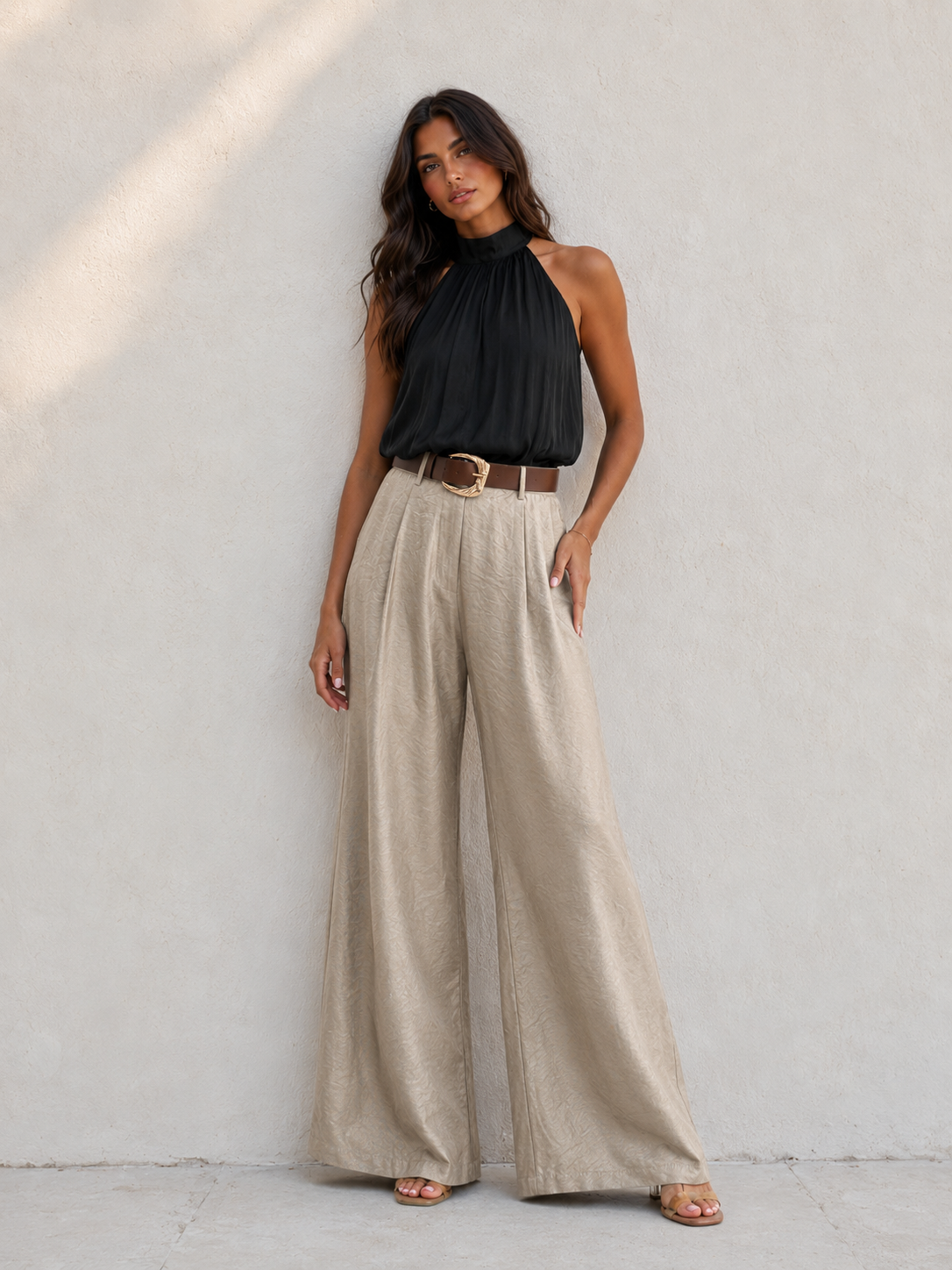 Heather Satin Wide Leg Pants