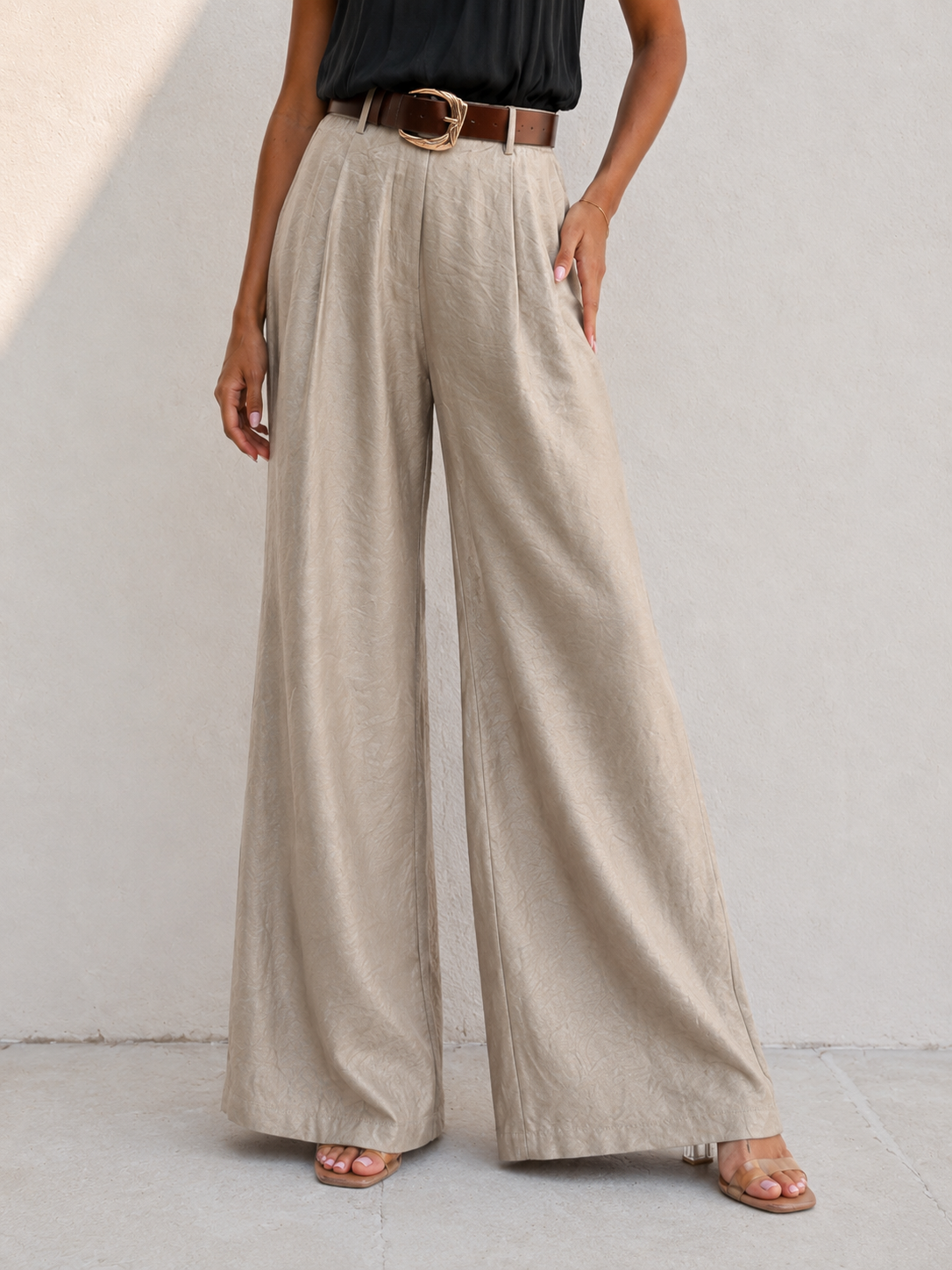Heather Satin Wide Leg Pants