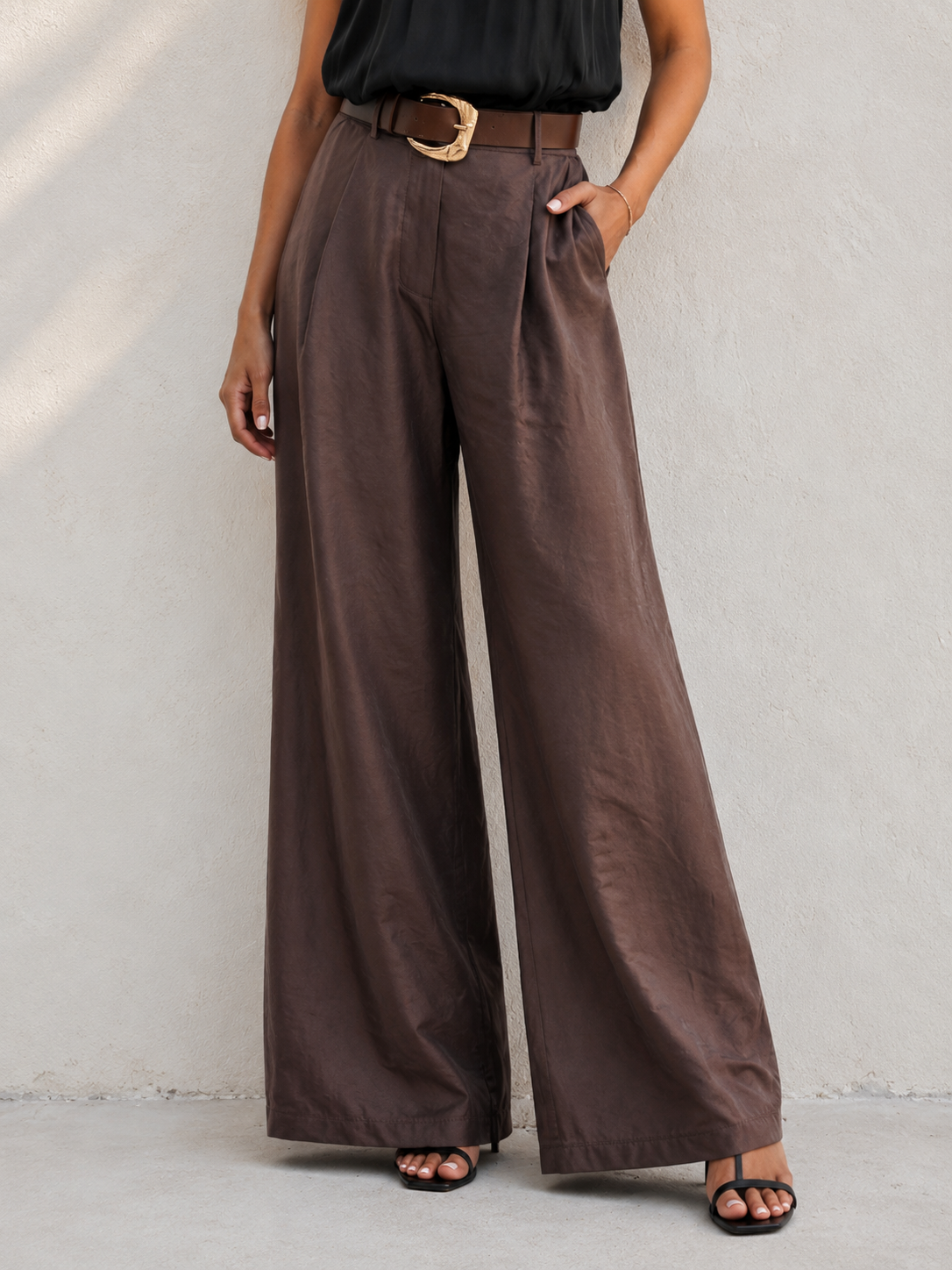 Heather Satin Wide Leg Pants