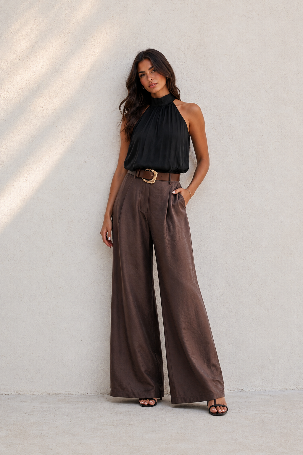 Heather Satin Wide Leg Pants