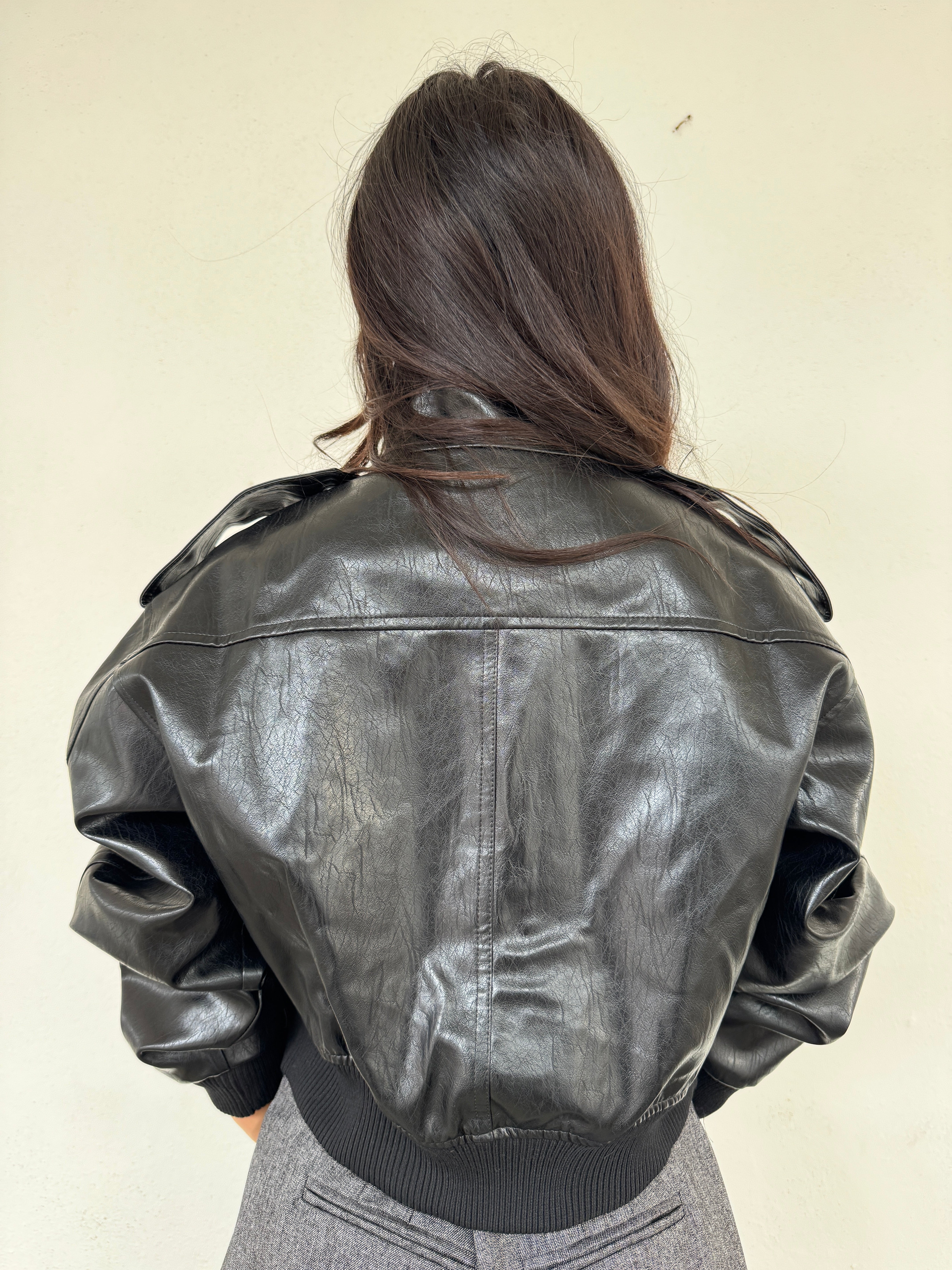 Faux Leather Bomber Jacket