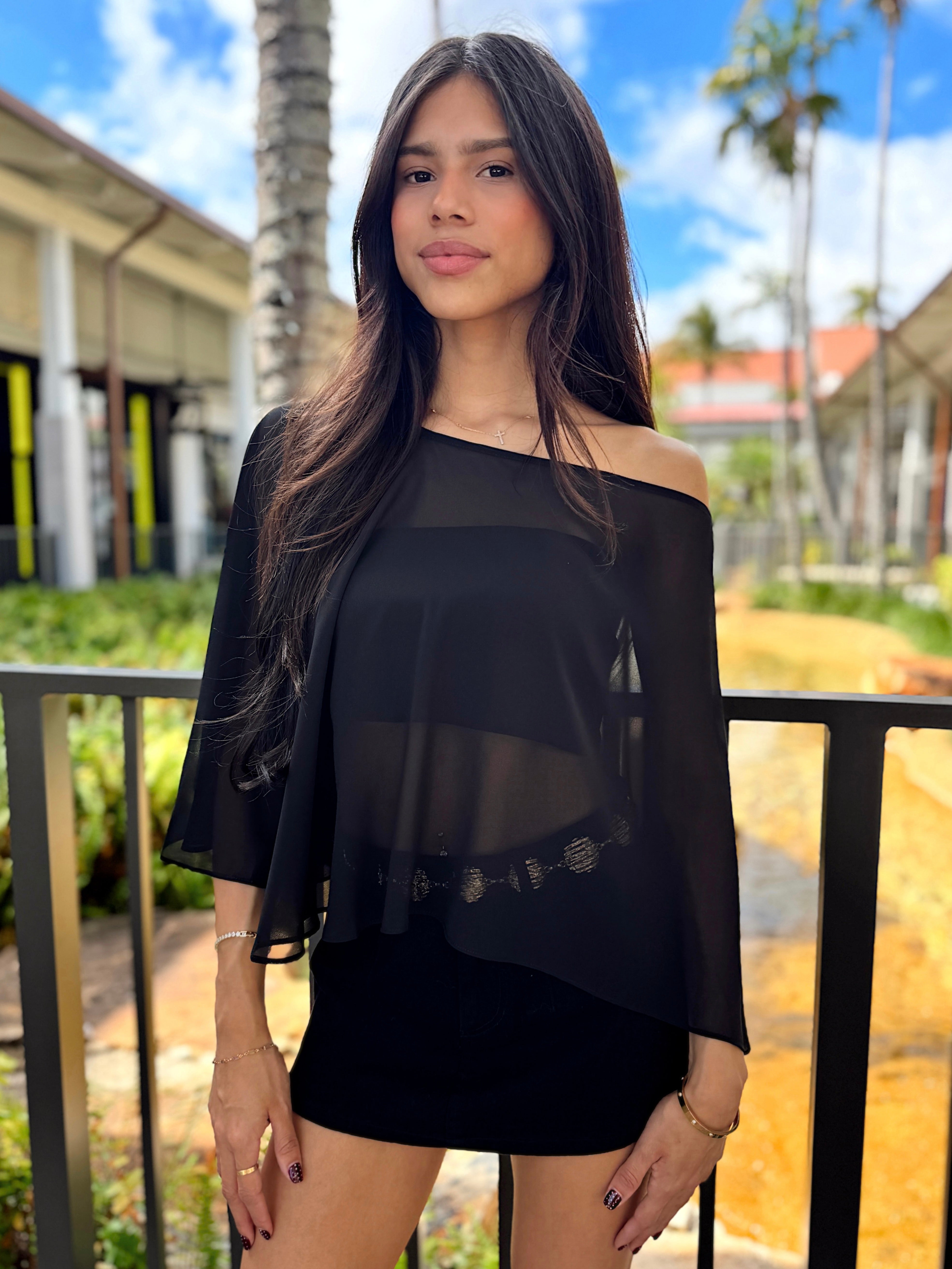 Chiffon Poncho Top