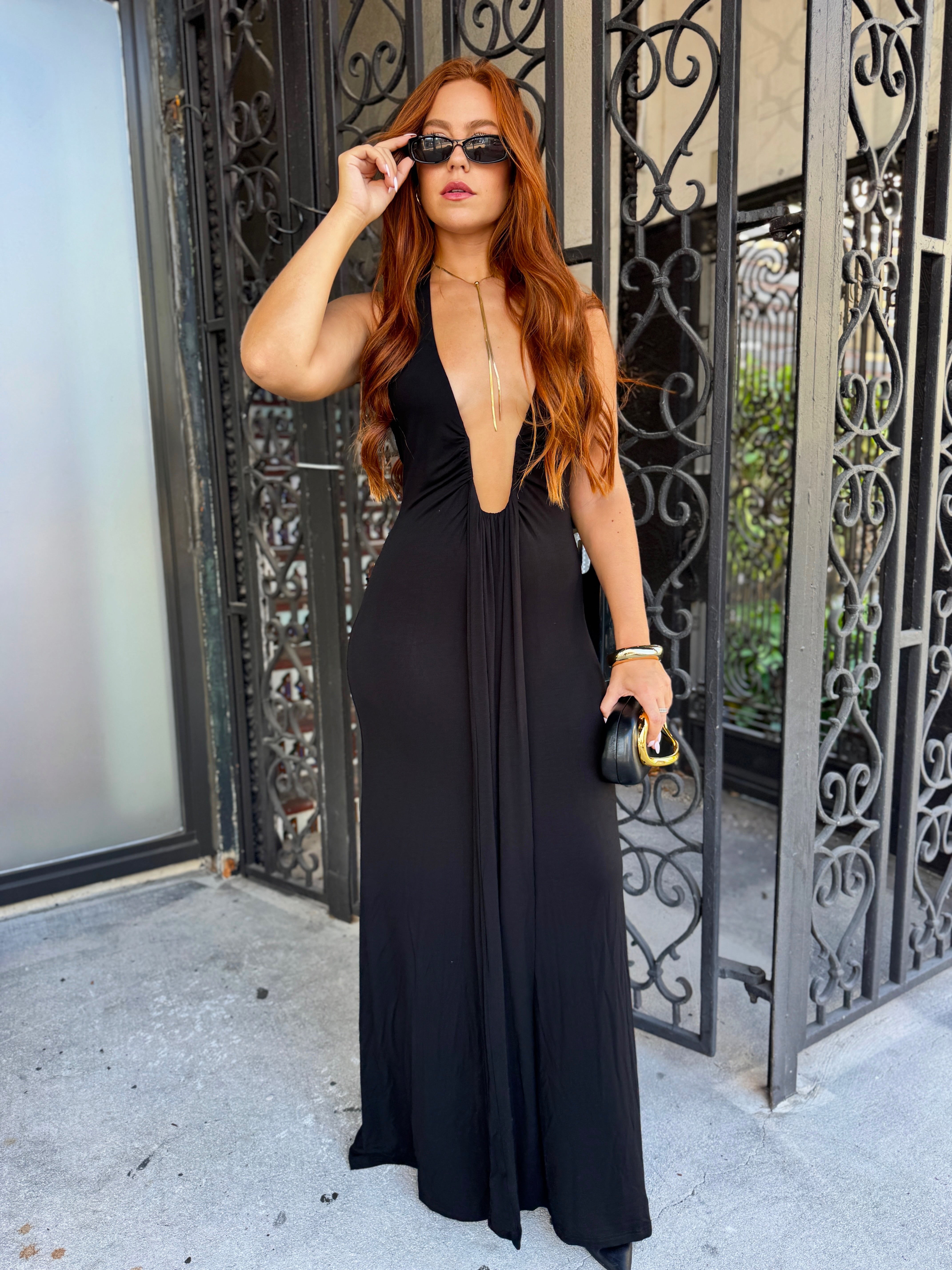Deep Plunge Halter Maxi | Shusha Boutique Deep Plunge Halter Maxi | Shusha Boutique