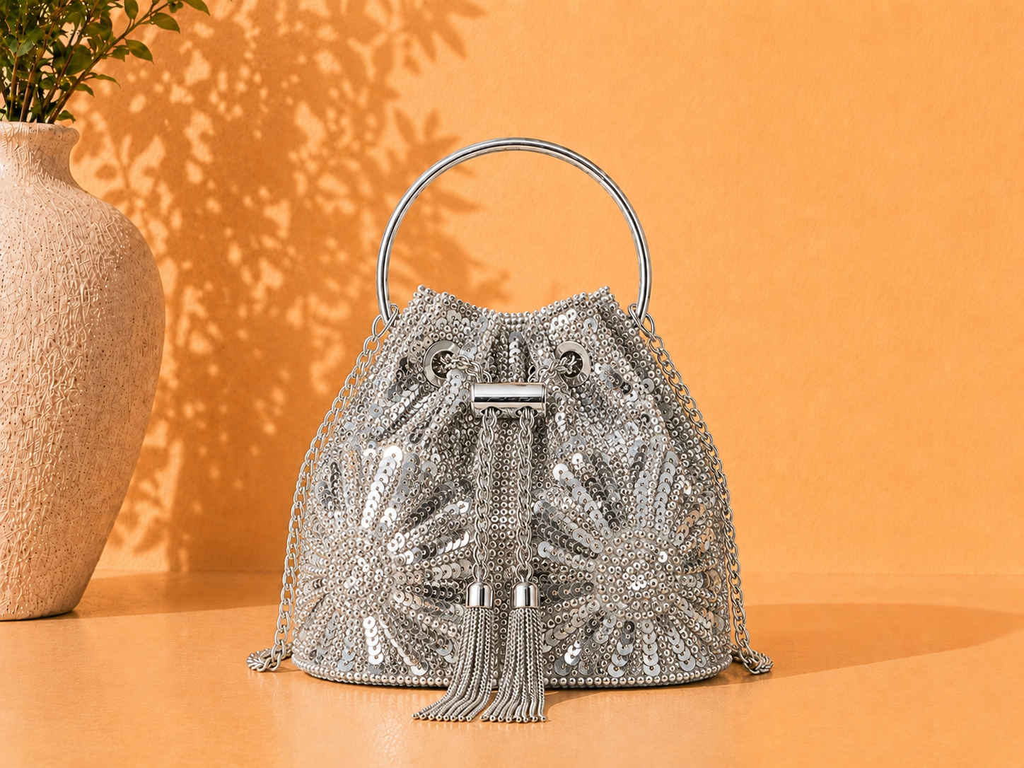 Sequin Bucket Bag
