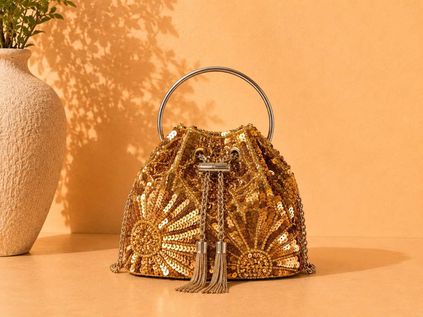 Sequin Bucket Bag