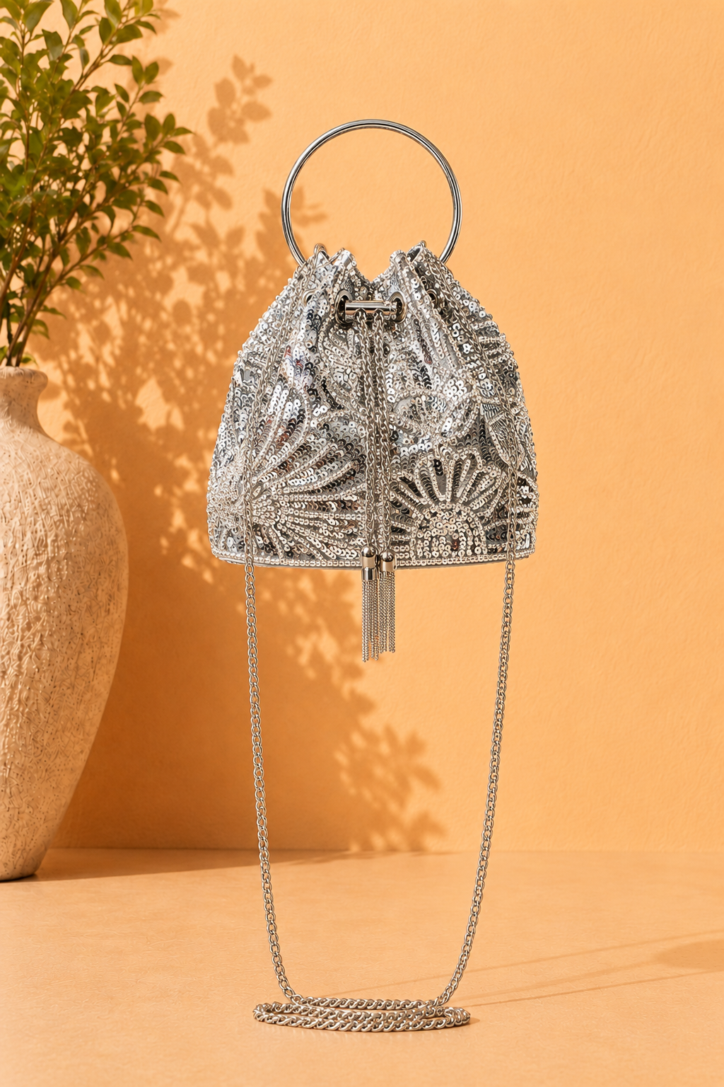 Sequin Bucket Bag